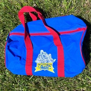 Vintage 90s Sports Pages Blue/Red Athletic Gym Duffle Bag